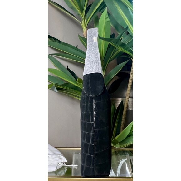 BEAUTIUL COACH Black Croc-Embossed Suede and leather Brooklyn 28 MSRP 395.00 - Picture 5 of 9